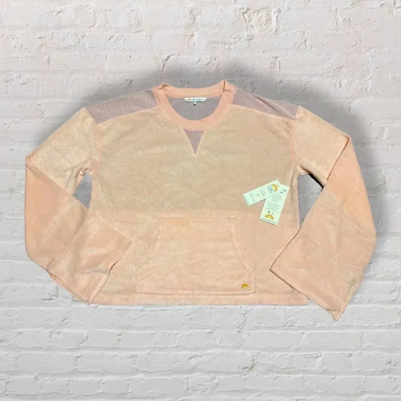 C&C California Peachy Orange Terrycloth Long Sleeve Pullover sz M - Picture 3 of 6